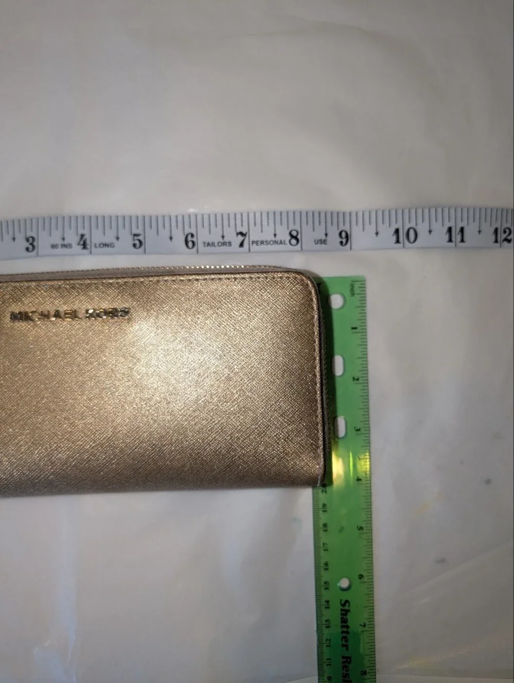 Michael Kors Jet Set Metallic Gold Saffiano Leather Zip Wallet‎ Wristlet luxury